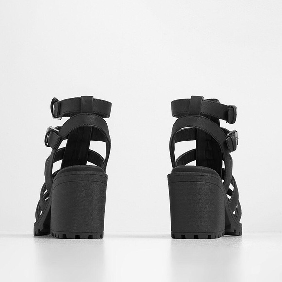 ModCloth Strapped and Rapt Sandal Black Heel - Picture 3 of 6
